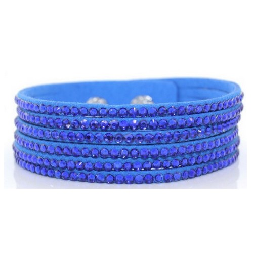 Bracelet 6 rangs bleu roi